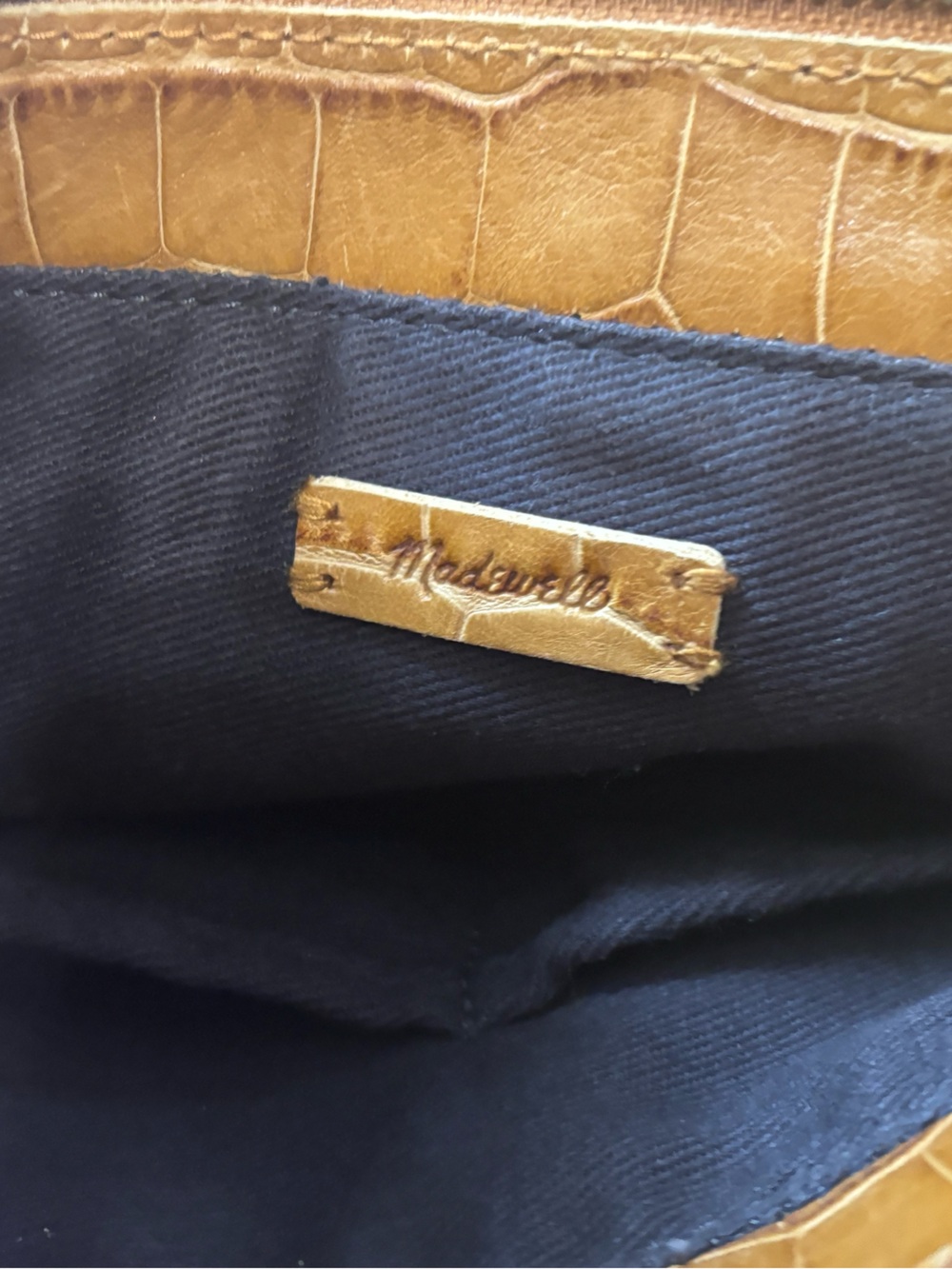 Madewell Zip-Top Small Transport Crossbody: Croc Embossed Leather- golden - Picture 9 of 10